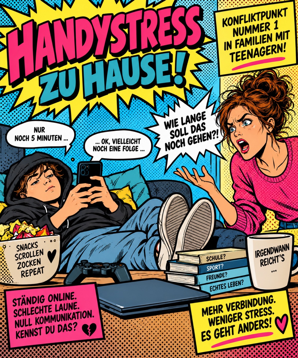 Comic: Mutter und Teenager im Streit ums Handy